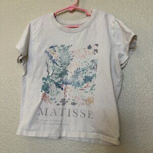 Hollister Cream Cropped T shirt Extra small Vintage Y2K Matisse Artist Graphic